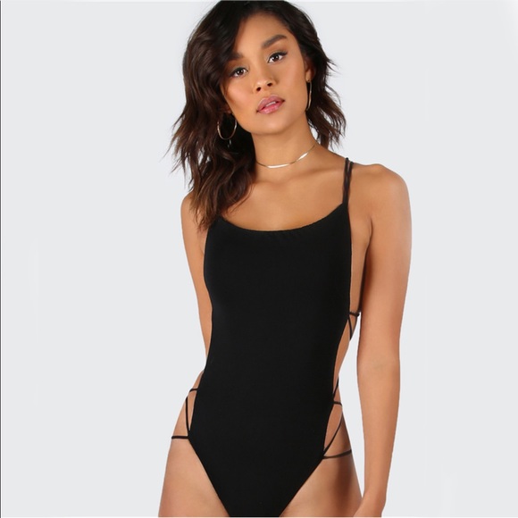 Sexy black strappy back cutout  bodysuit LAST ONE - Picture 4 of 10